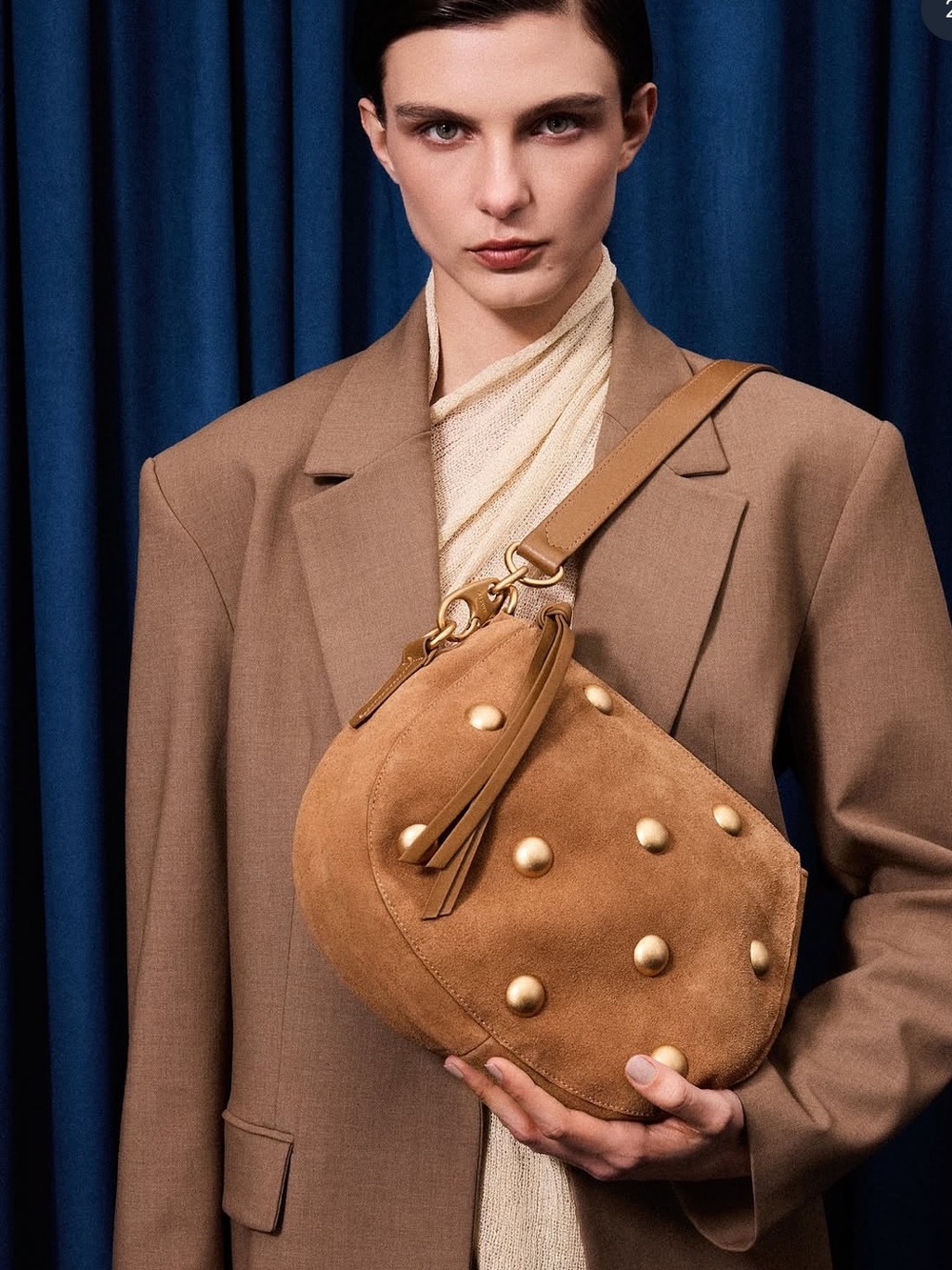 Arezzo Jamie Suede Studded Shoulder Bag